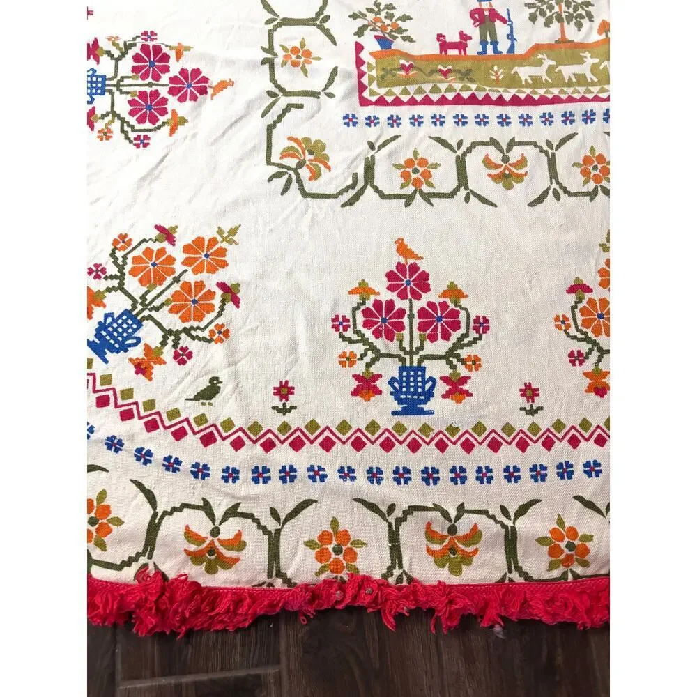 VTG Fieldcrest American Sampler Dutch Bedspread‎ Comforter Twin Fringe 72